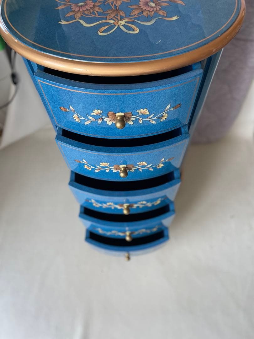 象嵌 象嵌細工 5段チェスト 小引き出し 電話台 サイドテーブル キャビネット