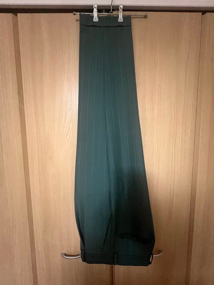 WACKO MARIADORMEUIL ストライプ スラックス ダークグリーン