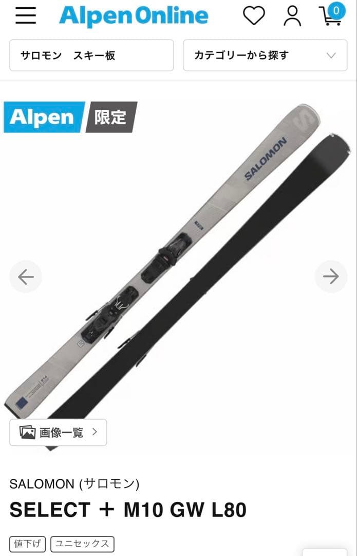 2024モデル サロモン Alpen限定 スキー板 154㎝