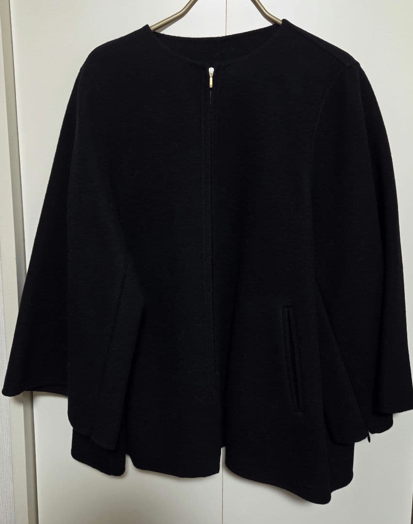 23区L ウールリバーケープジャケット黒