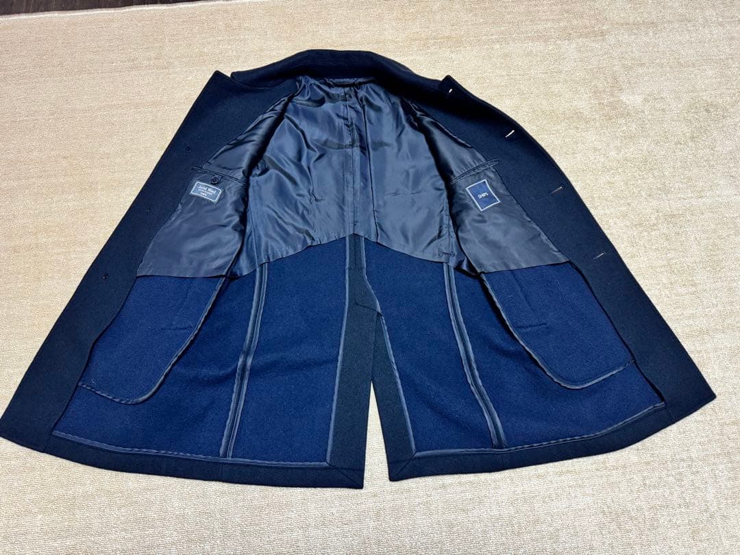 SHIPS Super 140's MELTON CAR COAT Lネイビー