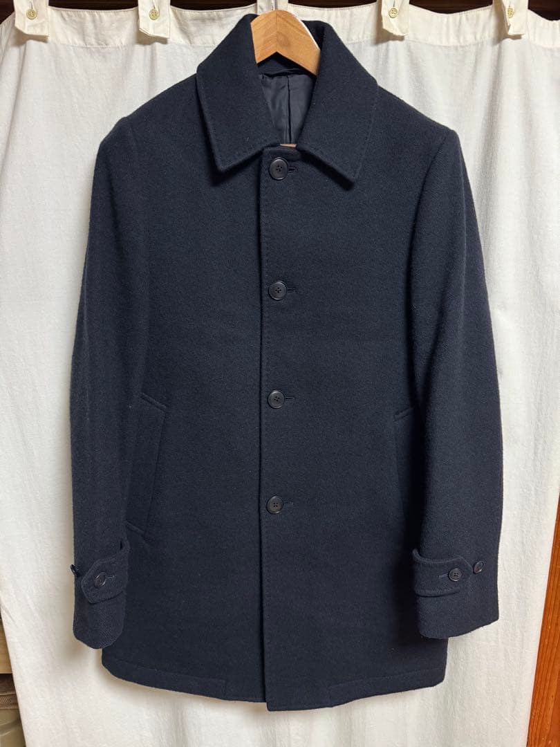 SHIPS Super 140's MELTON CAR COAT Lネイビー