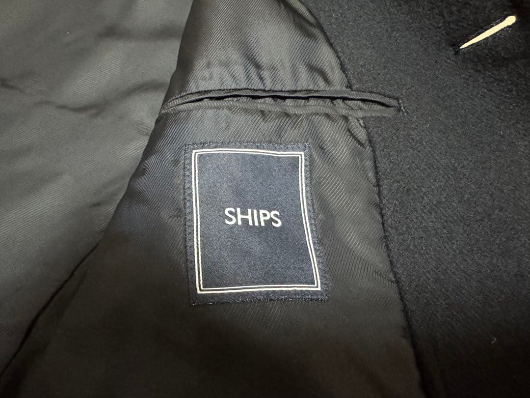 SHIPS Super 140's MELTON CAR COAT Lネイビー