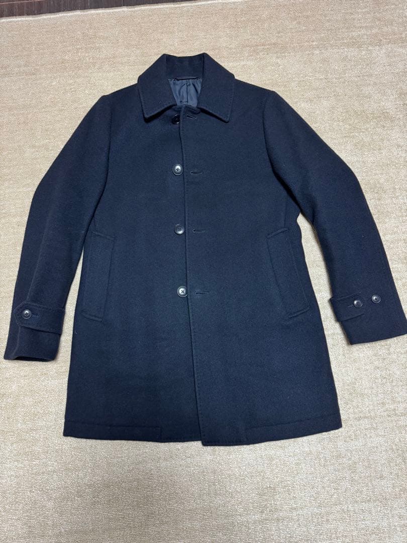 SHIPS Super 140's MELTON CAR COAT Lネイビー
