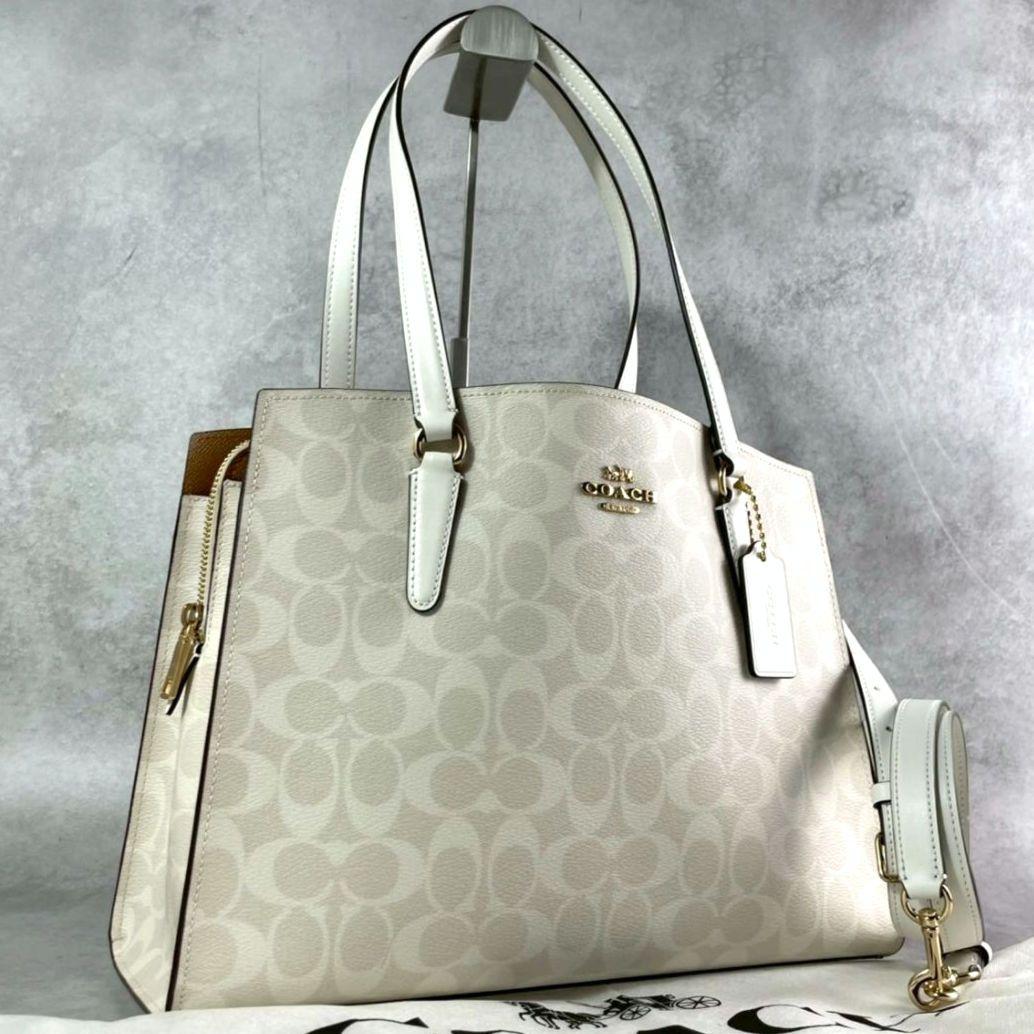 未使用 コーチ テイタム 2way トートバッグ ビジネス A4可 レザー 白