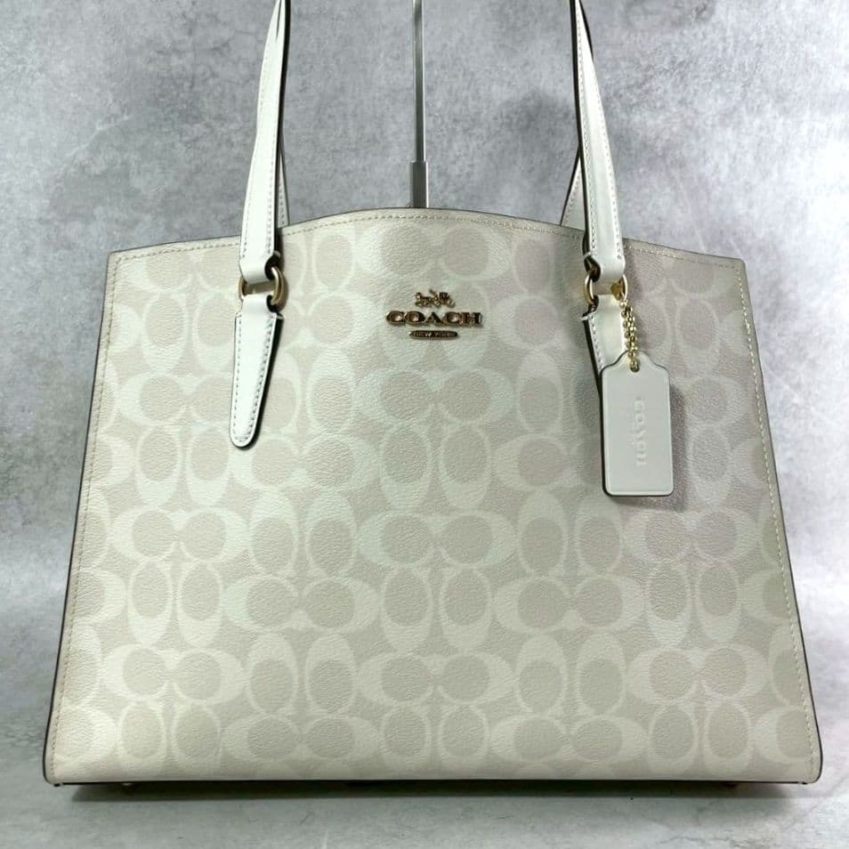 未使用 コーチ テイタム 2way トートバッグ ビジネス A4可 レザー 白