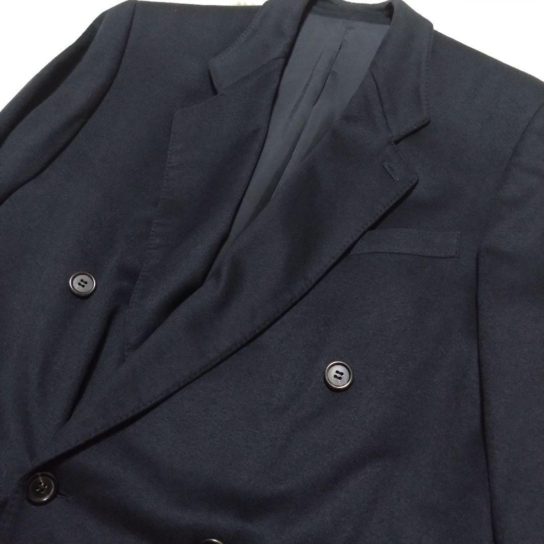 美品 カシミア100% ロロピアーナ生地 ダブルチェスターコート マキシ 黒 M