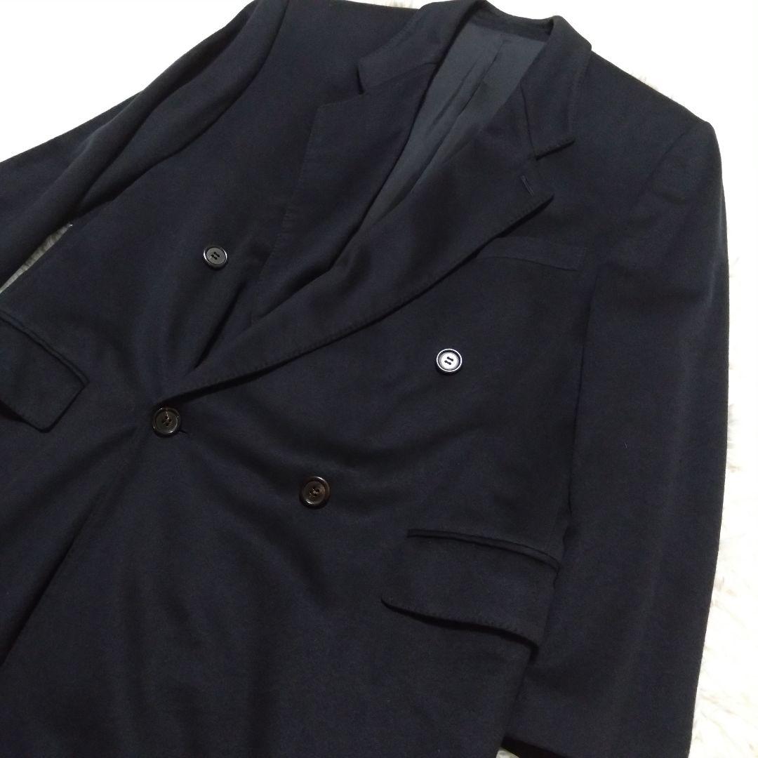 美品 カシミア100% ロロピアーナ生地 ダブルチェスターコート マキシ 黒 M