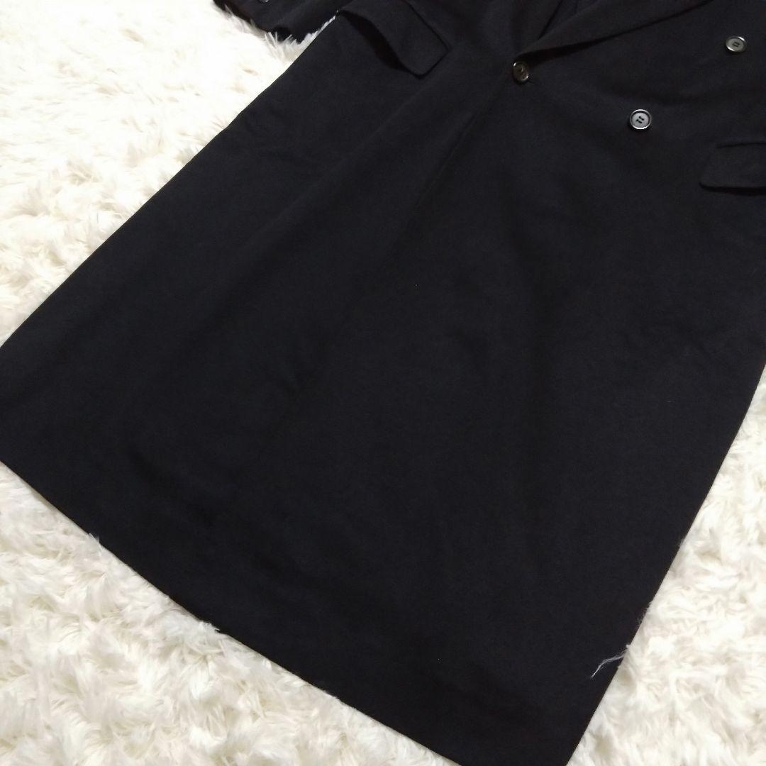 美品 カシミア100% ロロピアーナ生地 ダブルチェスターコート マキシ 黒 M