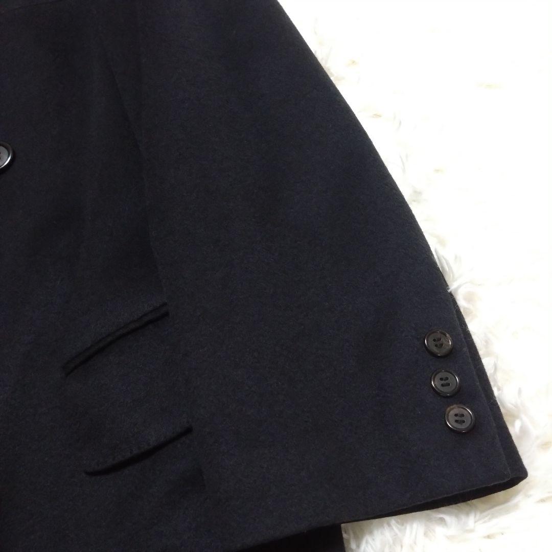 美品 カシミア100% ロロピアーナ生地 ダブルチェスターコート マキシ 黒 M