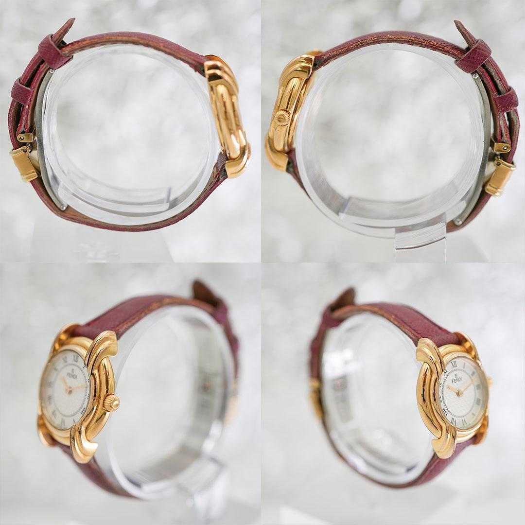 【稼働】FENDI 350L ゴールド レディース 腕時計 純正尾錠 ローマン