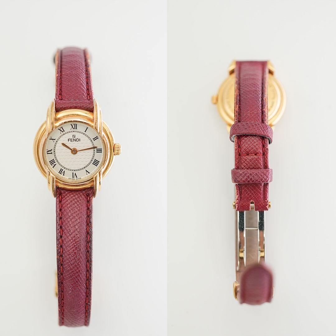 【稼働】FENDI 350L ゴールド レディース 腕時計 純正尾錠 ローマン
