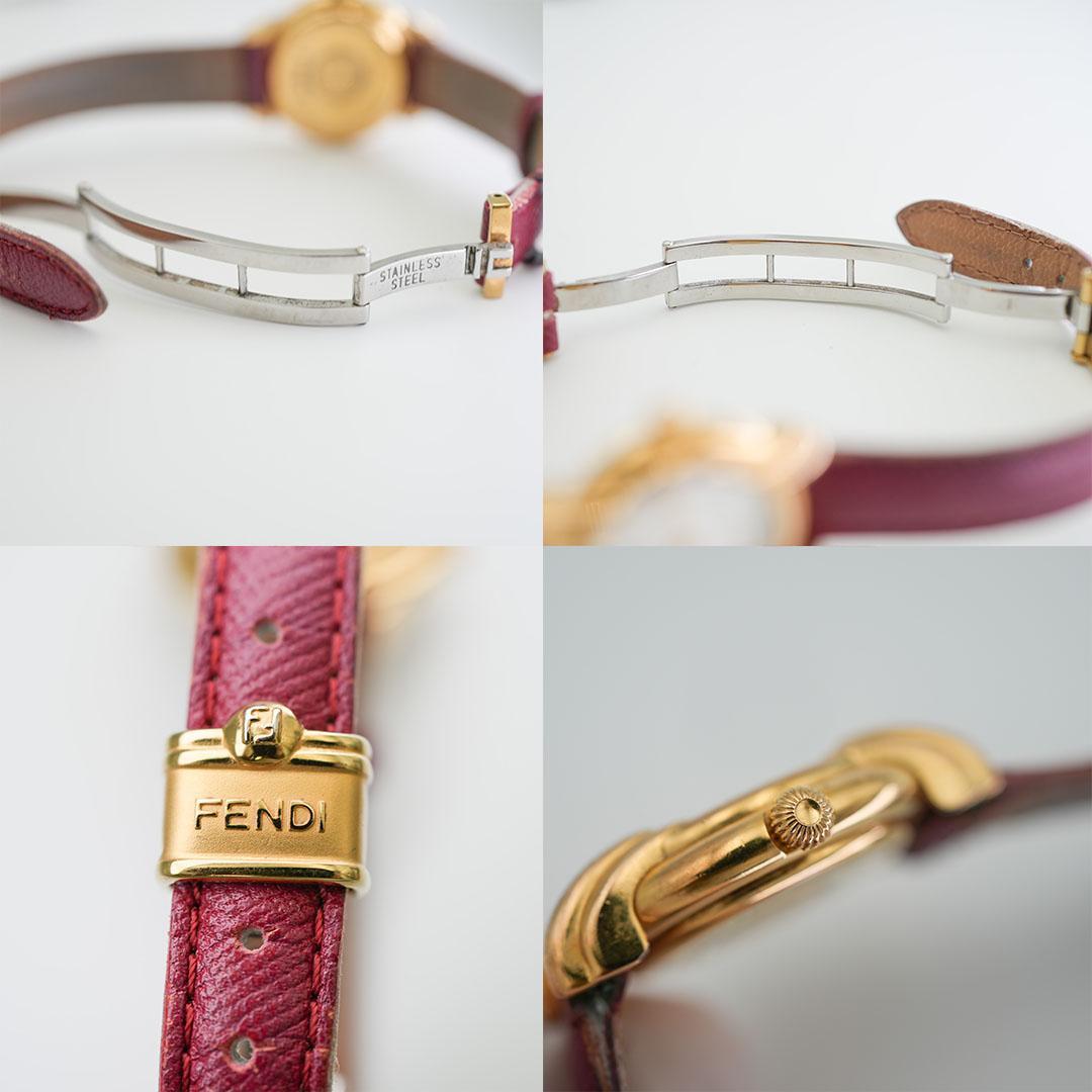 【稼働】FENDI 350L ゴールド レディース 腕時計 純正尾錠 ローマン