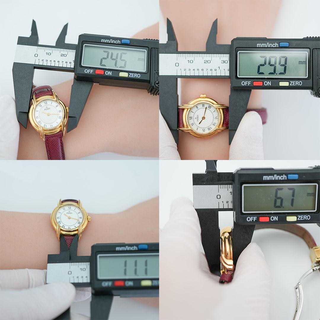 【稼働】FENDI 350L ゴールド レディース 腕時計 純正尾錠 ローマン