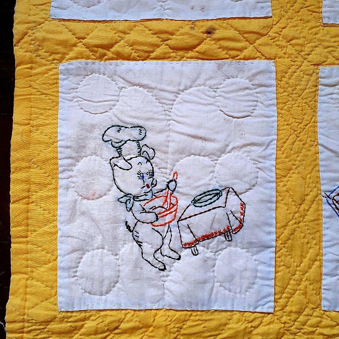 ★お値下げ⭐アンティーク刺繍の手縫いキルト　59⑤