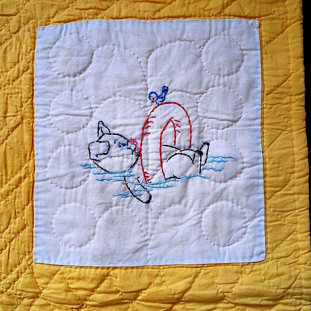 ★お値下げ⭐アンティーク刺繍の手縫いキルト　59⑤