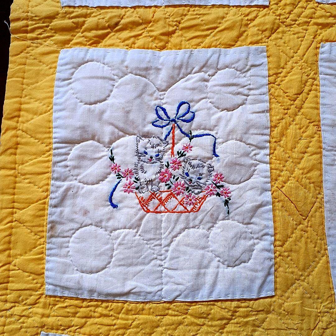 ★お値下げ⭐アンティーク刺繍の手縫いキルト　59⑤