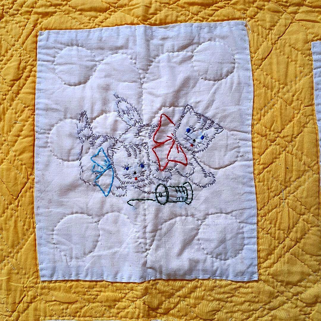 ★お値下げ⭐アンティーク刺繍の手縫いキルト　59⑤