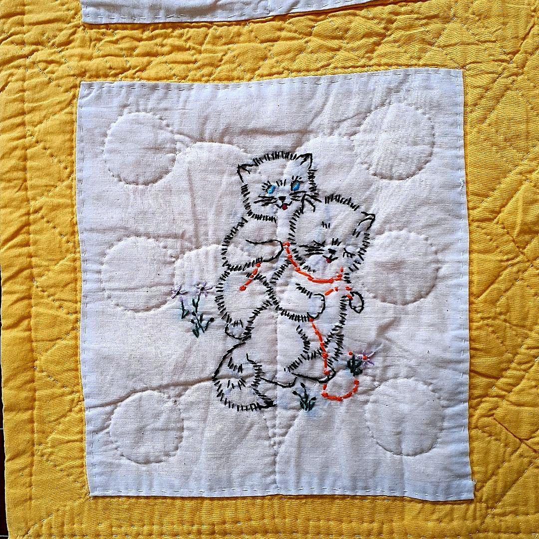 ★お値下げ⭐アンティーク刺繍の手縫いキルト　59⑤