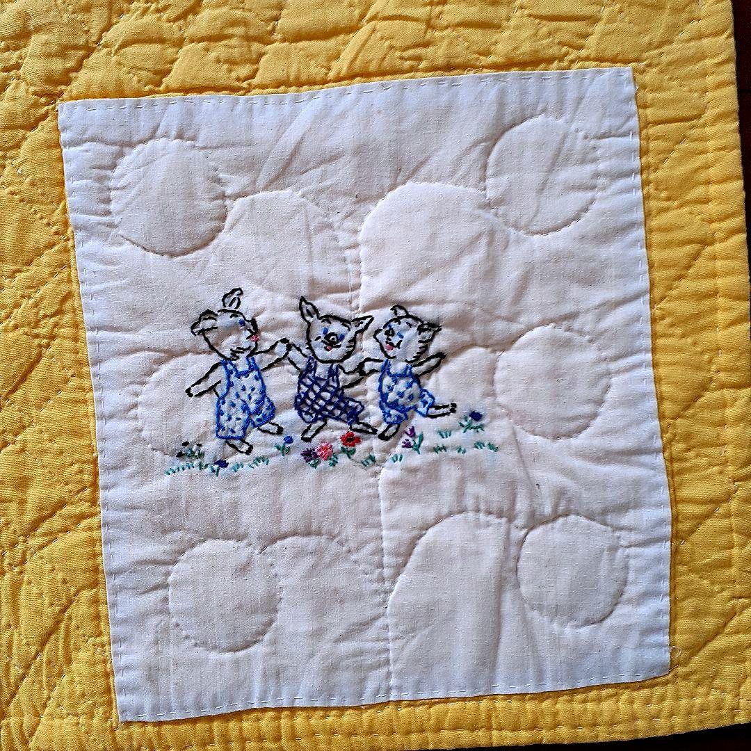 ★お値下げ⭐アンティーク刺繍の手縫いキルト　59⑤