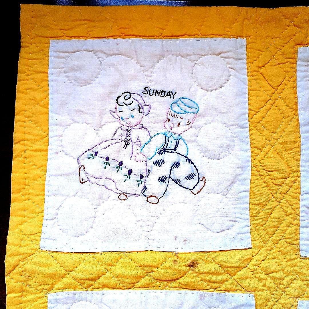 ★お値下げ⭐アンティーク刺繍の手縫いキルト　59⑤