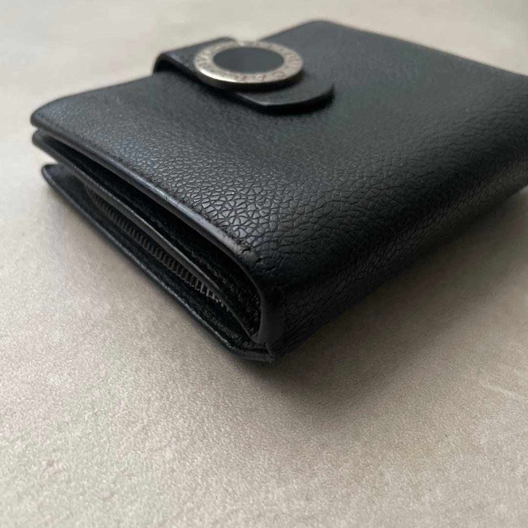 ブルガリ 折り財布 レザー サークルロゴ ブラック