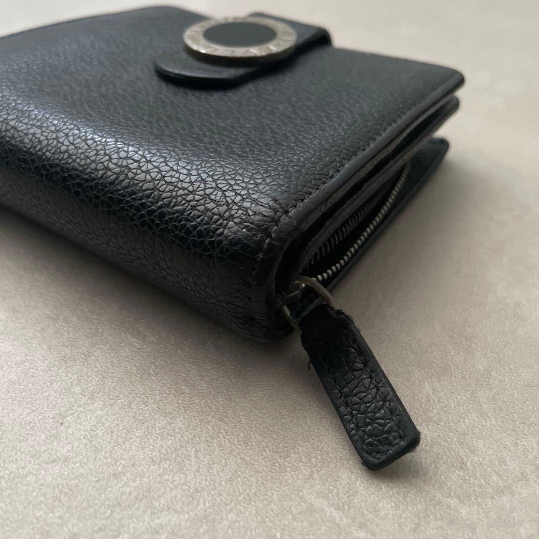 ブルガリ 折り財布 レザー サークルロゴ ブラック