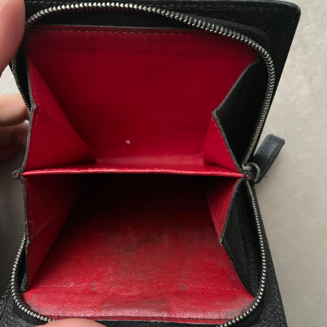 ブルガリ 折り財布 レザー サークルロゴ ブラック