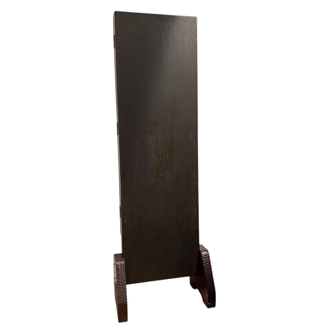 鎌倉彫 三面鏡 姿見 鏡 鎌倉彫り スタンドミラー 和風