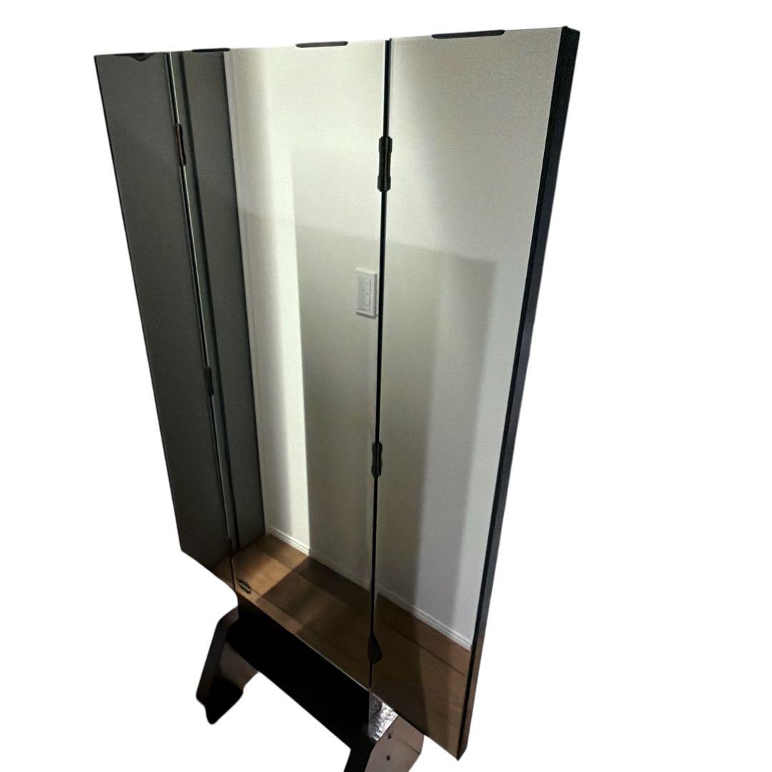 鎌倉彫 三面鏡 姿見 鏡 鎌倉彫り スタンドミラー 和風