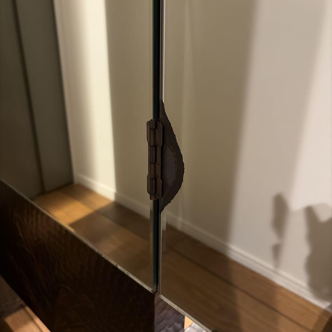 鎌倉彫 三面鏡 姿見 鏡 鎌倉彫り スタンドミラー 和風