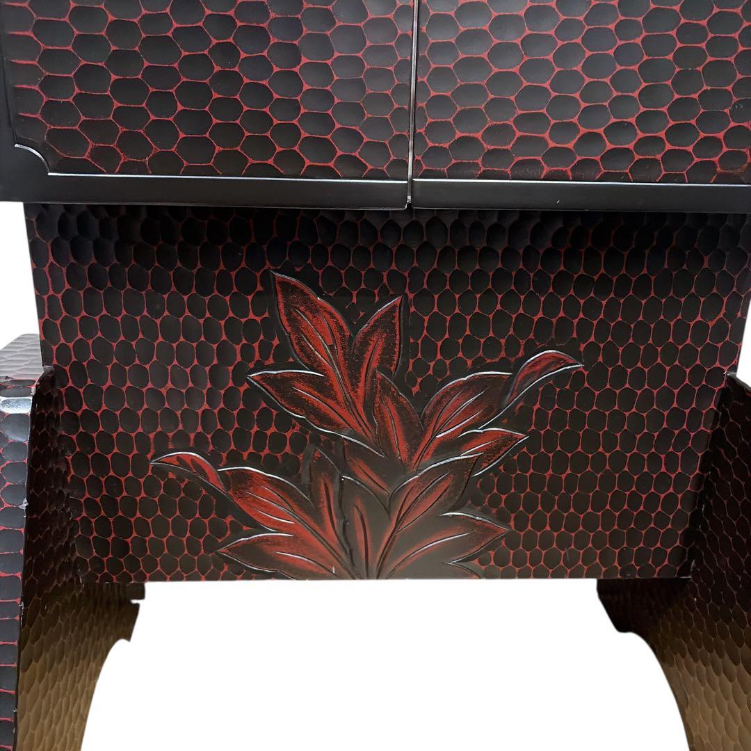 鎌倉彫 三面鏡 姿見 鏡 鎌倉彫り スタンドミラー 和風