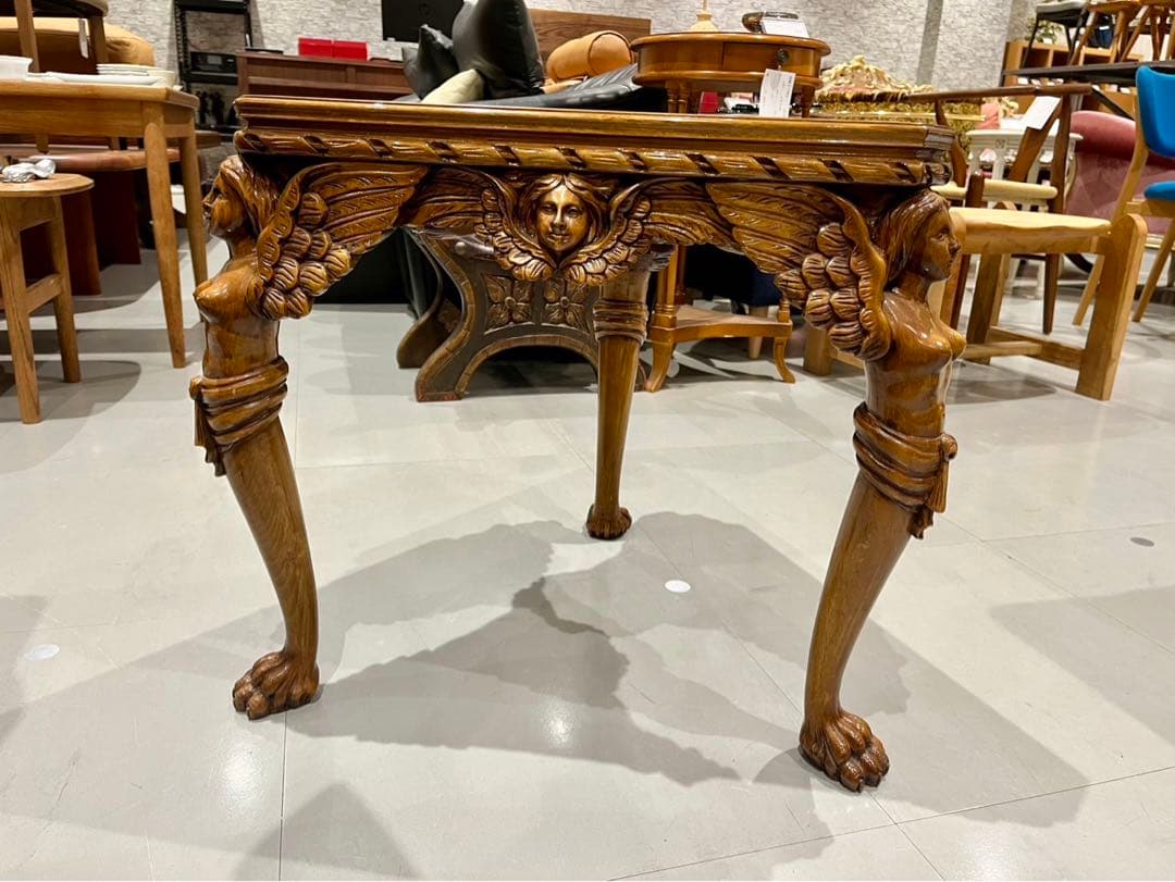 GMIH125◯西洋 アンティーク サイドテーブル コーヒーテーブル 花台 彫刻