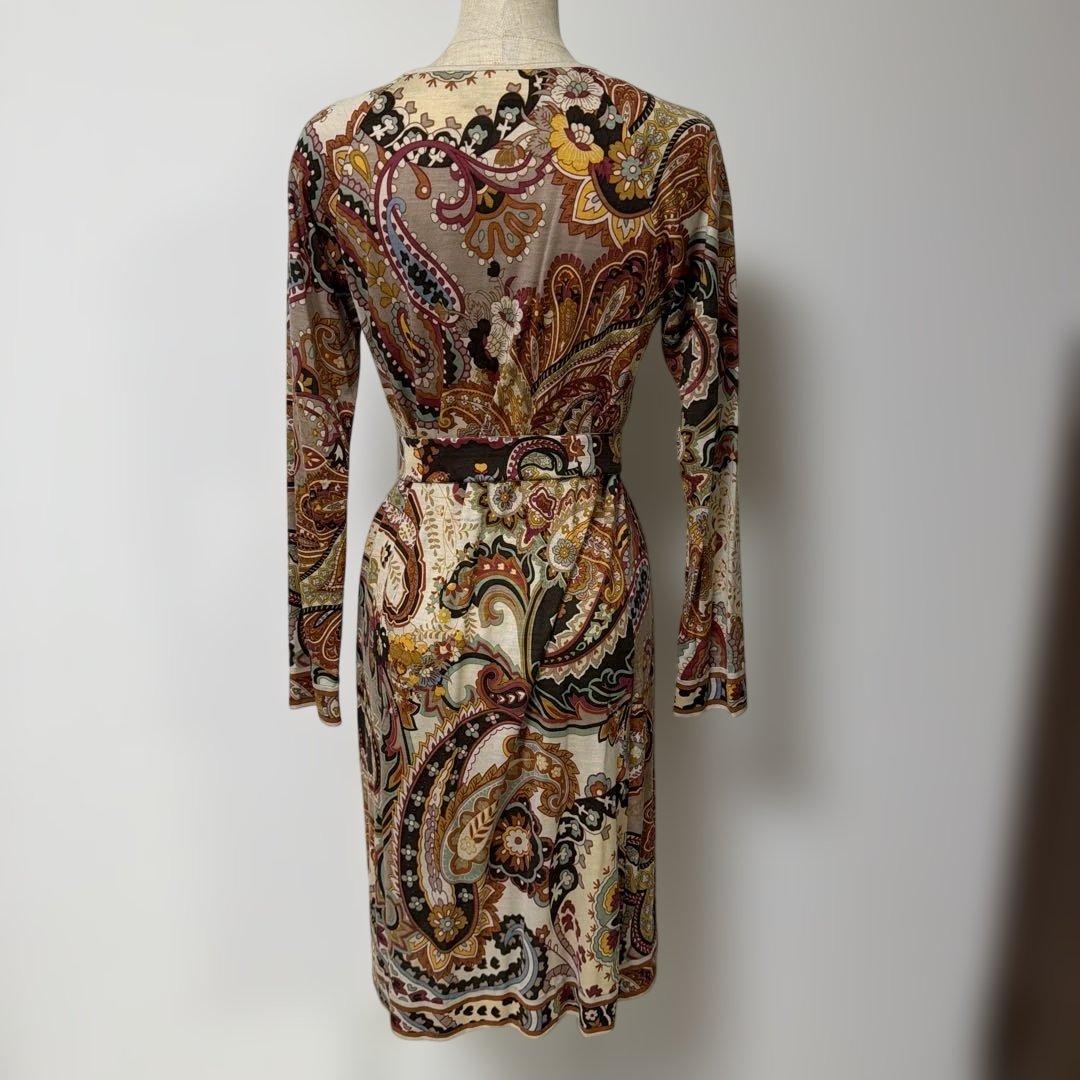 美品　レオナール　LEONARD ペイズリー柄　ワンピース　ベルト付き　　正規品