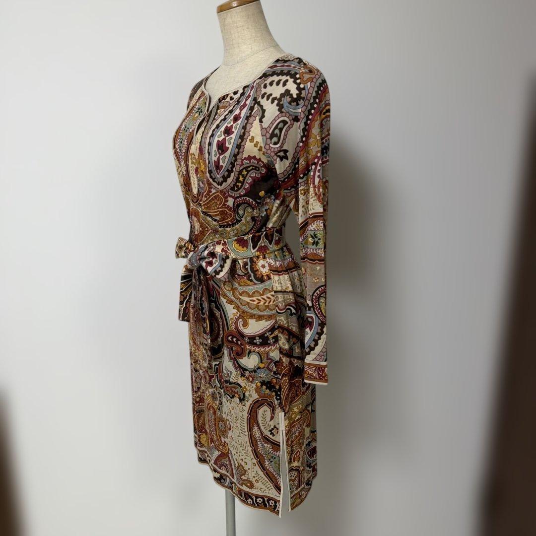 美品　レオナール　LEONARD ペイズリー柄　ワンピース　ベルト付き　　正規品