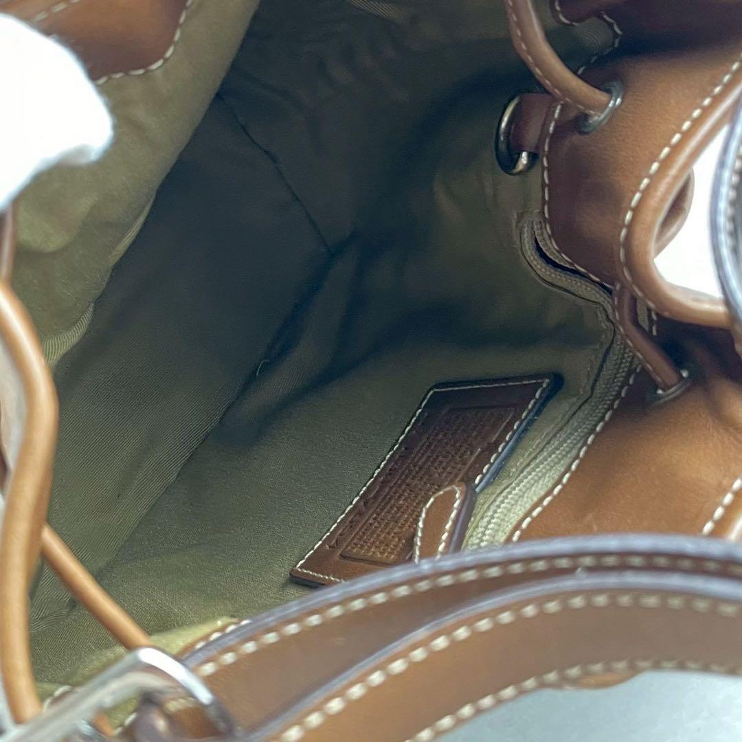 良品✨レア オールドコーチ 巾着型 ショルダーバッグ オールレザー ロゴ型押し