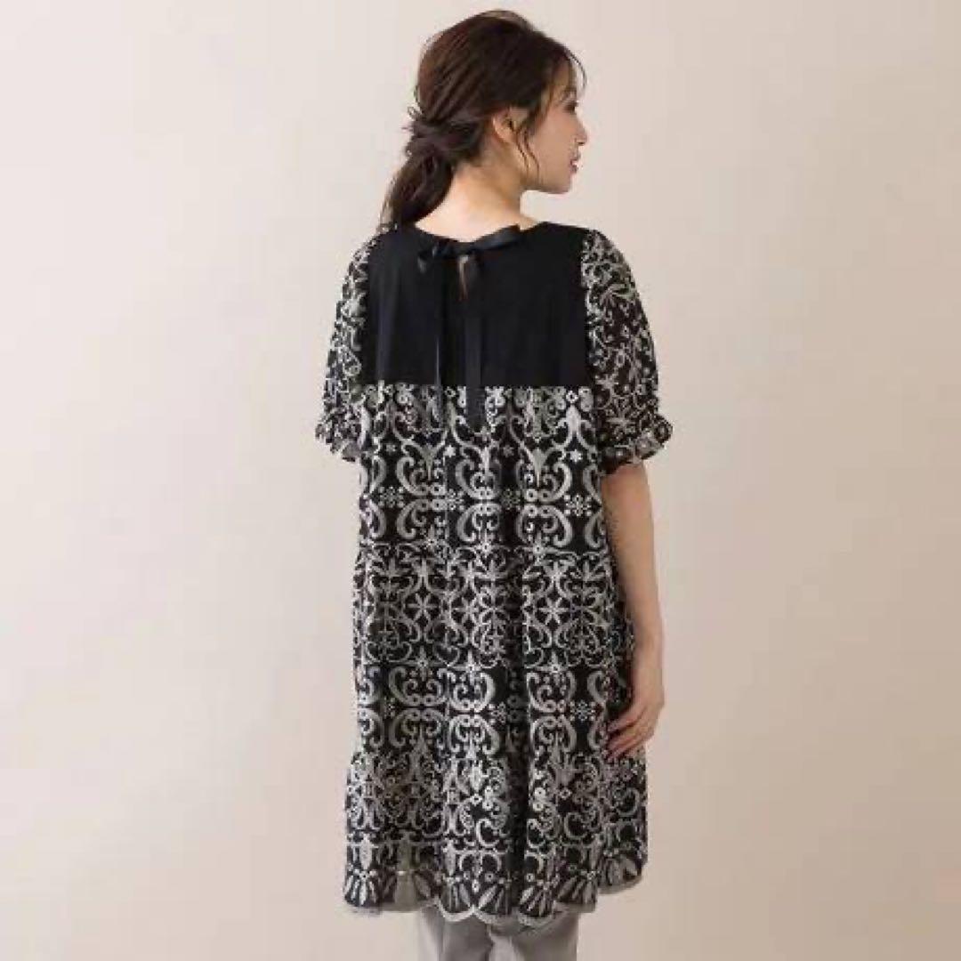 ローズティアラ　カットワーク刺繍　コンビ　チュニックサイズ46