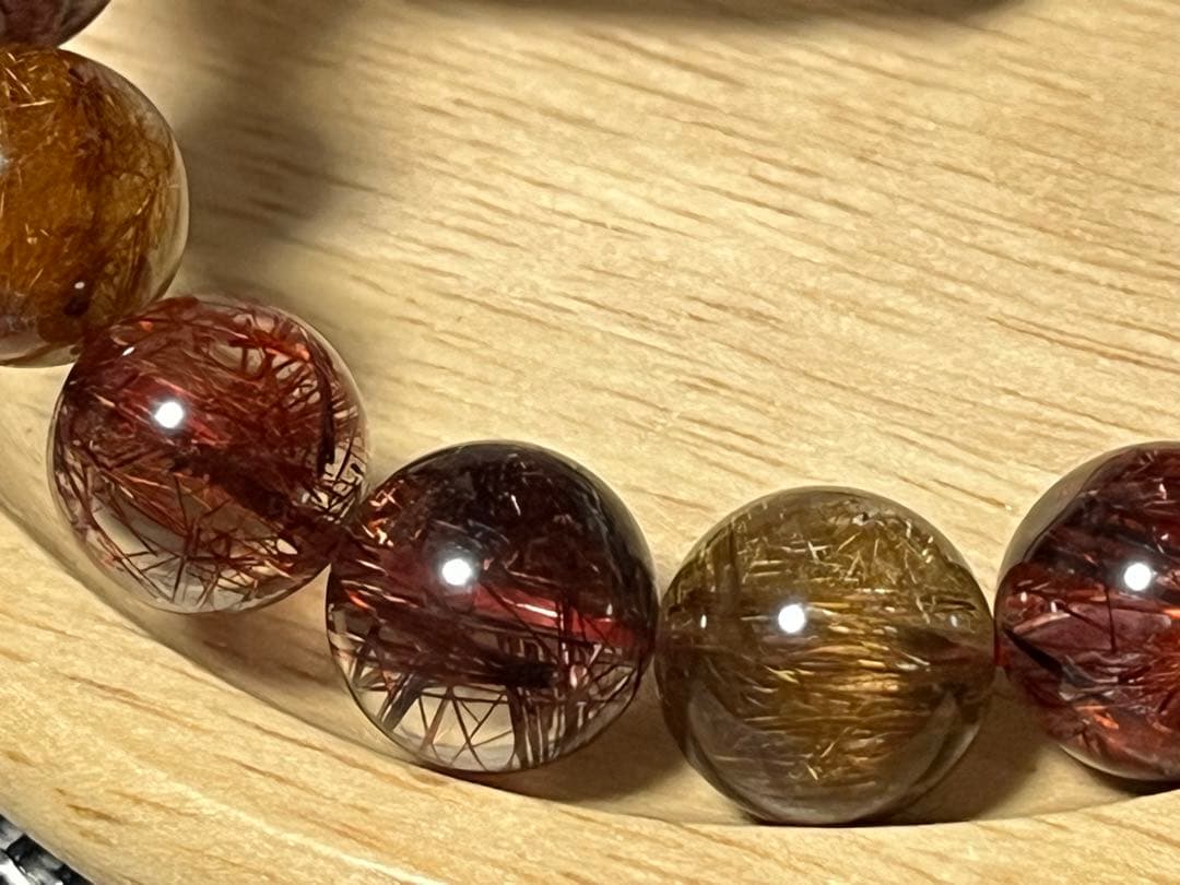 高品質 ミックスルチルクォーツブレスレット 約11mm ①