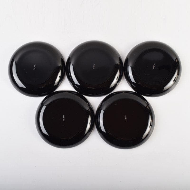 輪島塗　大向高洲堂　黒漆　飛松沈金　銘々皿　五客　共箱　N　8969