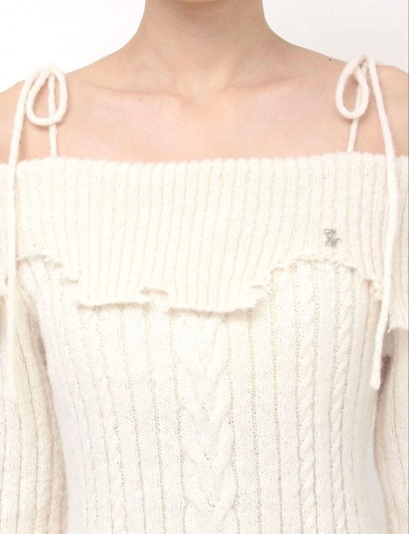 【タグ付き新品未使用】EATME☆ヘムシャギーオフショルニットワンピース