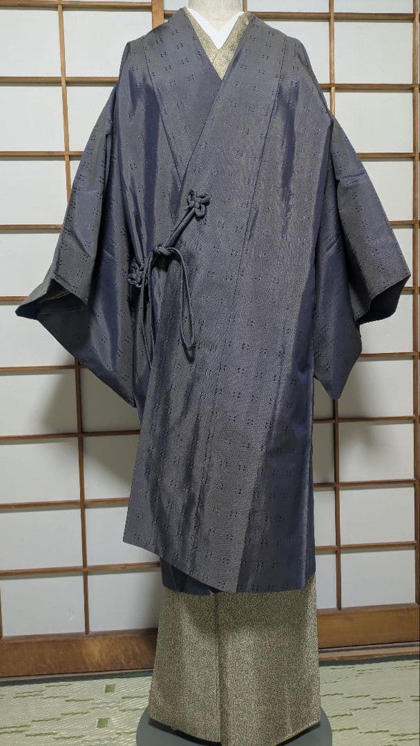 美品 伊勢丹扱い お召 道中着 裄68 丈109