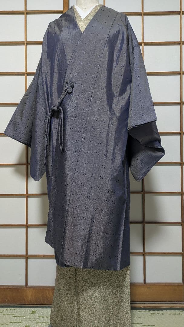 美品 伊勢丹扱い お召 道中着 裄68 丈109