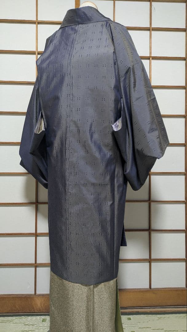 美品 伊勢丹扱い お召 道中着 裄68 丈109