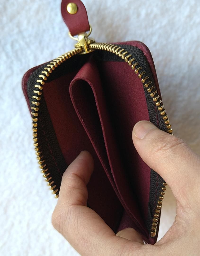 未使用品 bona イボーナ L-zipミニモ・ウォレット 限定色「プラム」