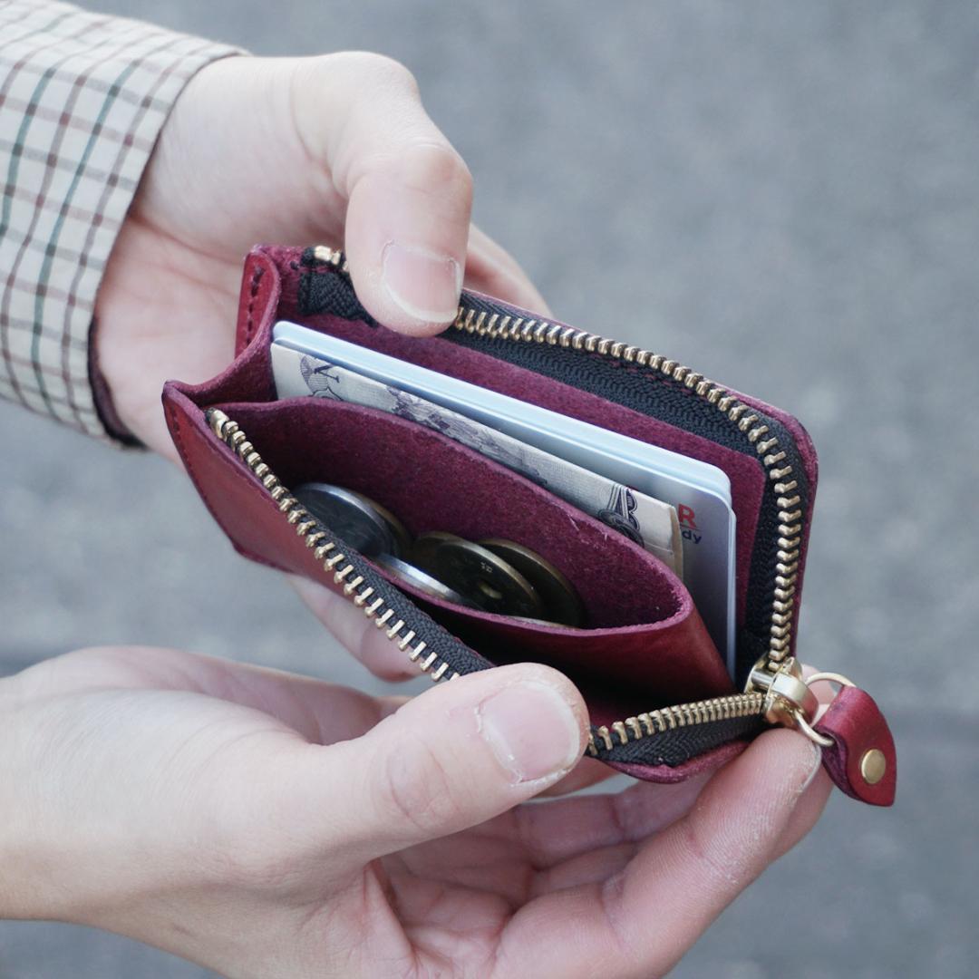 未使用品 bona イボーナ L-zipミニモ・ウォレット 限定色「プラム」