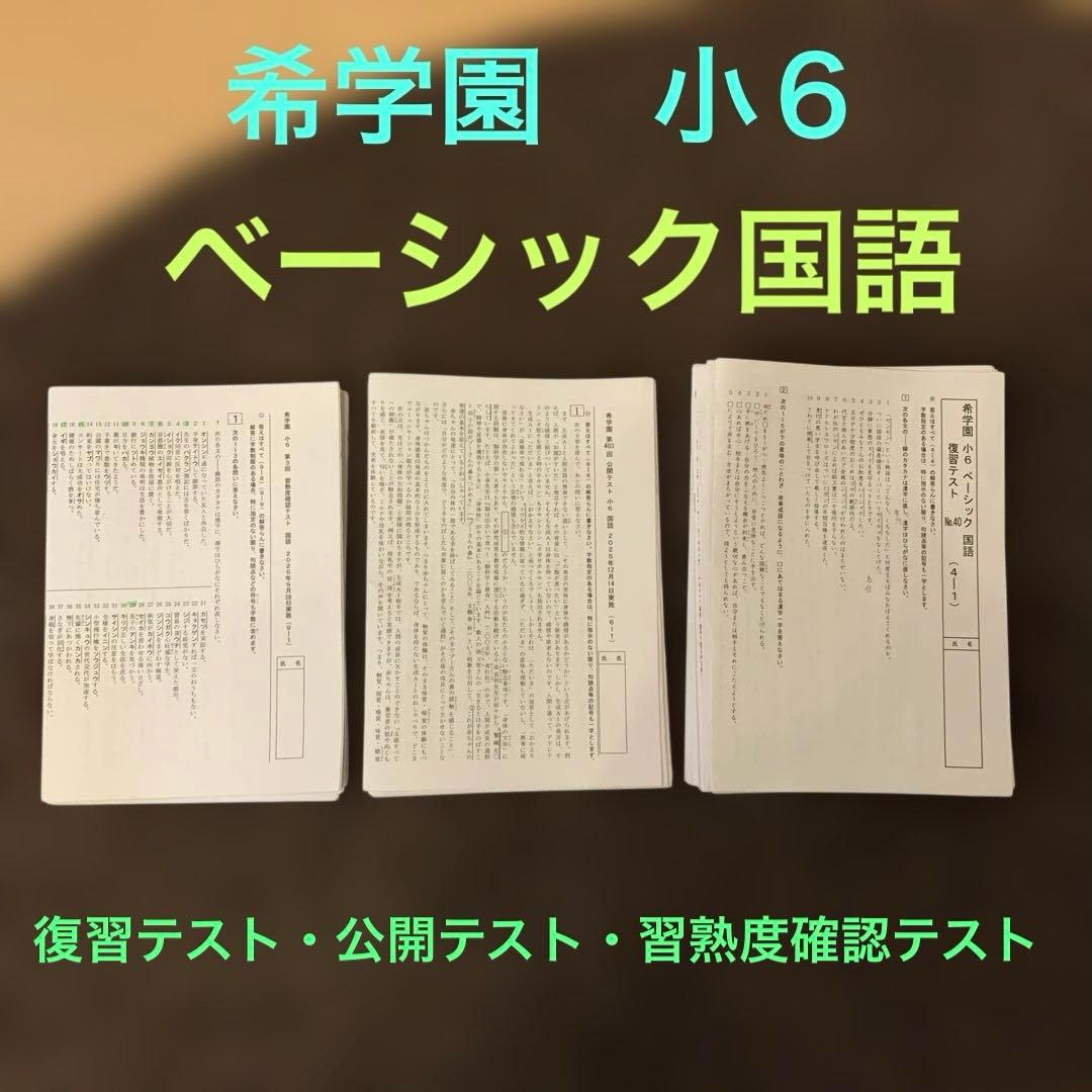 希学園　小6 ベーシック国語　復習テスト・公開テスト・習熟度テストセット