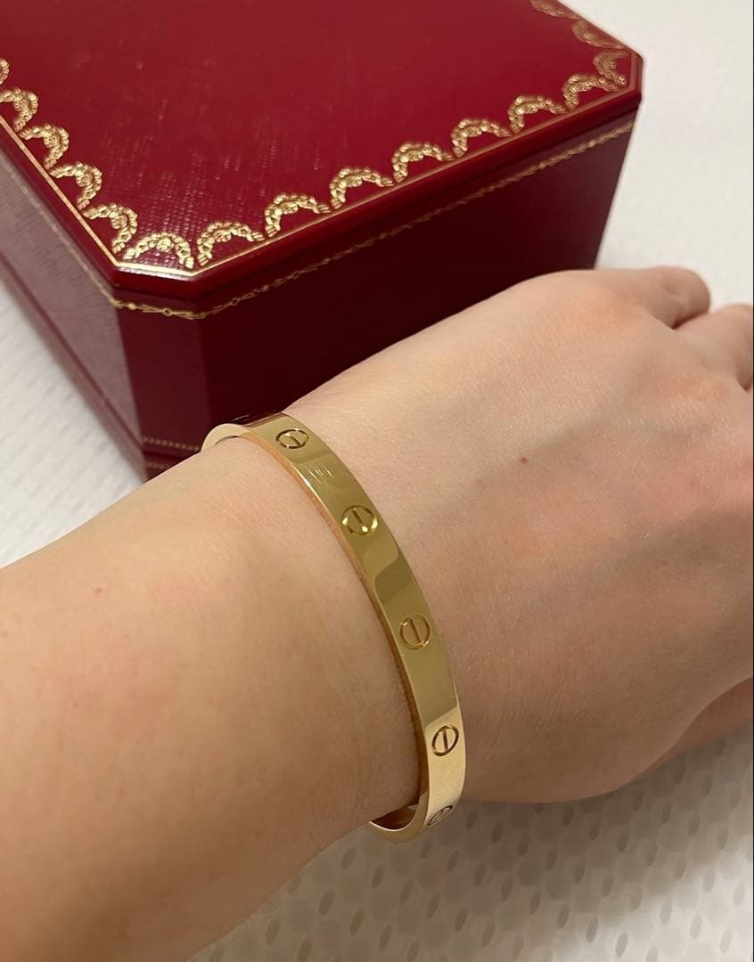 【美品・付属品あり】Cartier オープンラブブレス K18YG #19