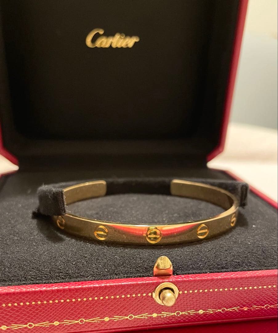 【美品・付属品あり】Cartier オープンラブブレス K18YG #19