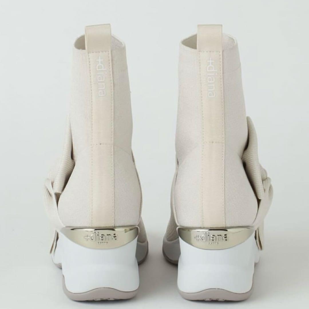 +diana プラスダイアナ　ニットショートブーツ 撥水　スニーカーブーツ