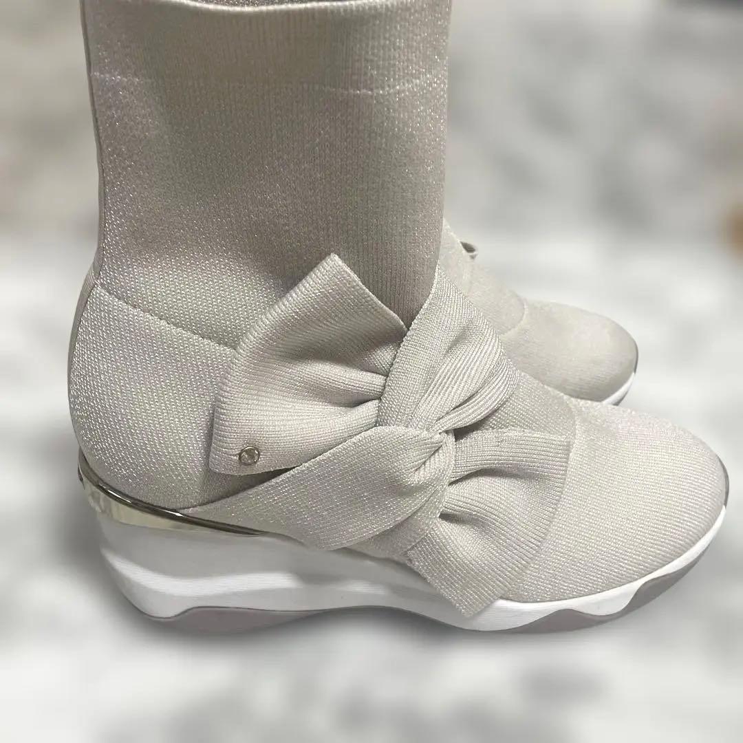 +diana プラスダイアナ　ニットショートブーツ 撥水　スニーカーブーツ